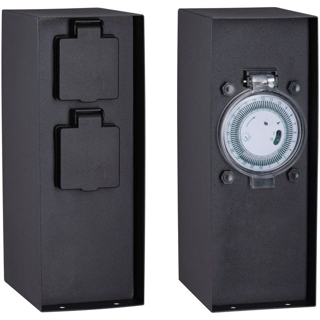 Pistorasiatolppa Paulmann Rio 2 pistorasiaa ajastus 85x120x230mm IP44 antrasiitti