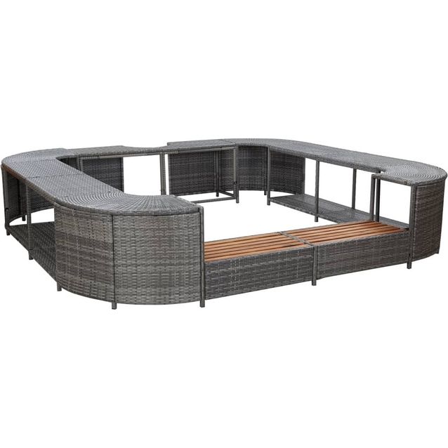 Porealtaan reunus neliö harmaa 268x268x55 cm polyrottinki_1