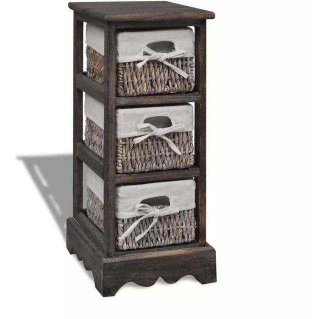 Puinen säilytysteline 3 punotulla korilla ruskea_1