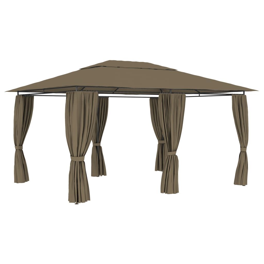 Puutarhakatos verhoilla 4x3 m ruskeanharmaa 180 g/m²