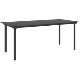 Puutarhan 190x90x74 cm ruokapöytä musta teräs ja lasi