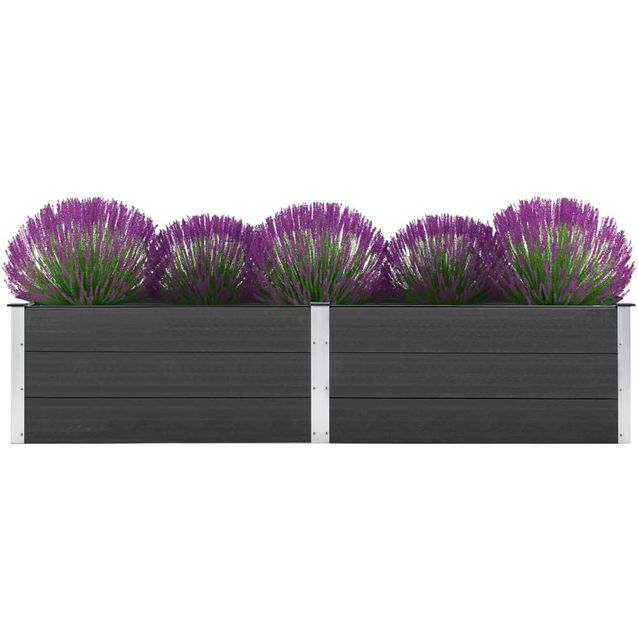 Puutarhan korotettu kukkalaatikko 250x50x54 cm wpc harmaa_1