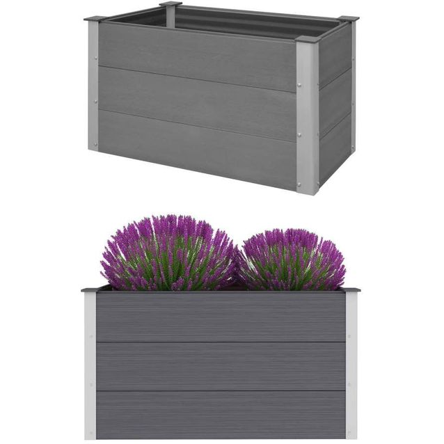 Puutarhan korotettu kukkalaatikko wpc 100x50x54 cm harmaa_1