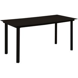 Puutarhan ruokapöytä musta 150x80x74cm teräs ja lasi