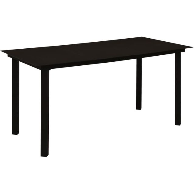 Puutarhan ruokapöytä musta 150x80x74cm teräs ja lasi_1