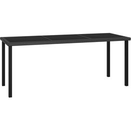Puutarhan ruokapöytä musta 180x70x73 cm polyrottinki