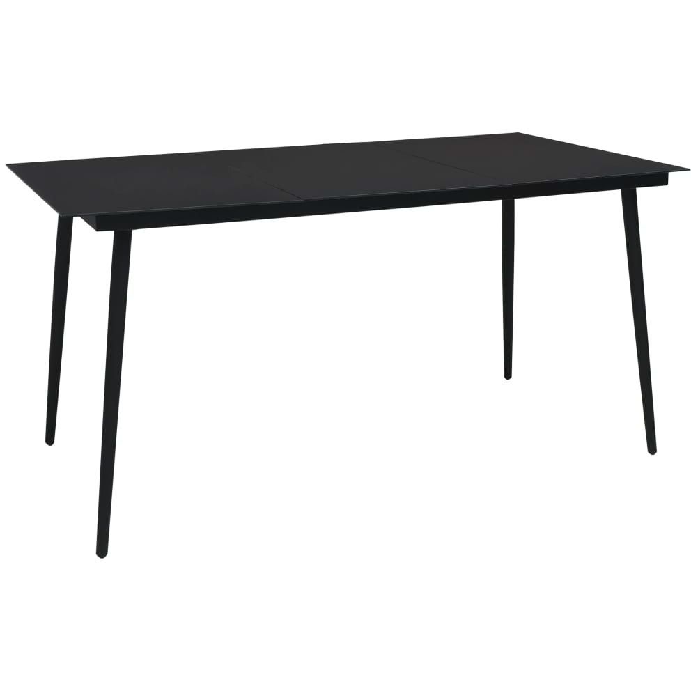 Puutarhan ruokapöytä musta 190x90x74 cm teräs ja lasi