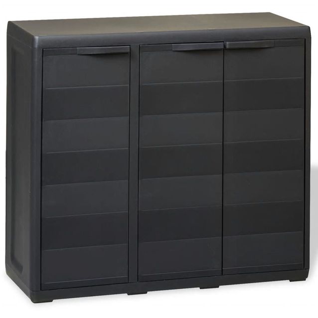 Puutarhan varastokaappi 2 hyllyä musta_1