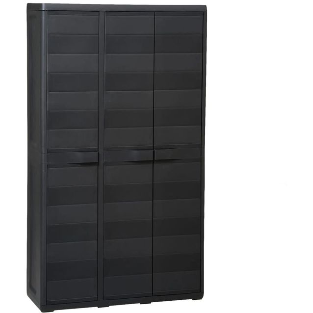 Puutarhan varastokaappi 4 hyllyä musta_1