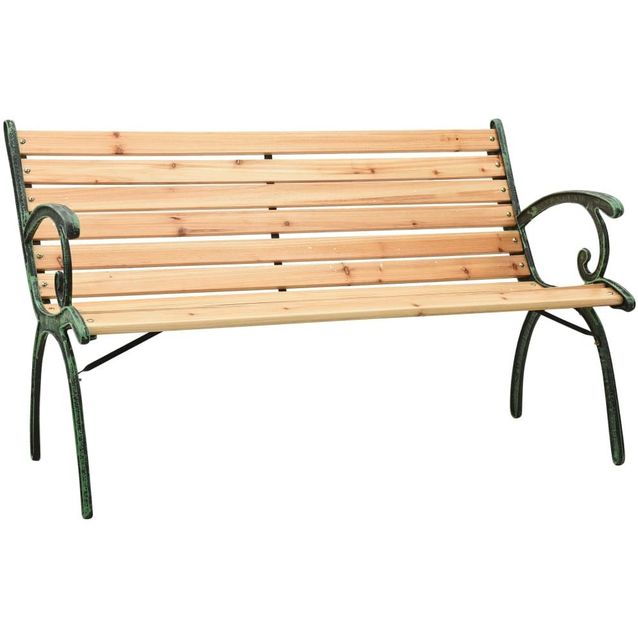 Puutarhapenkki 123 cm valurauta ja täysi kuusi_1