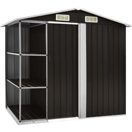 Puutarhavaja telineellä ruskea 205x130x183 cm rauta 2,3m2