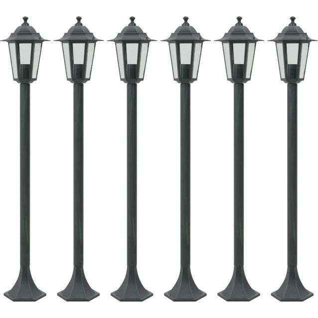 Pylväsvalaisimet 6 kpl e27 110 cm alumiini tummanvihreä_1