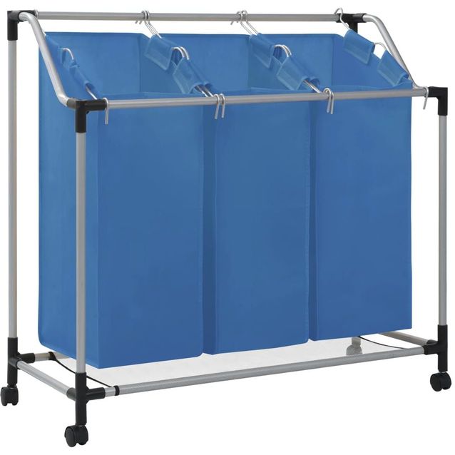 Pyykkikori 3 pussia sininen teräs_1