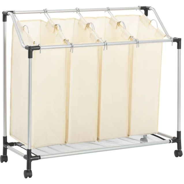 Pyykkikori 4 pussia kerma teräs_1