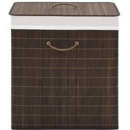 Pyykkikori bambu suorakaide tummanruskea