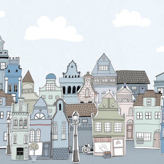 Mittatilaustapetti Rebel Walls London Houses, Blue (R14603)