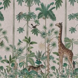 Mittatilaustapetti Rebel Walls Giraffes Stroll, Pastel Pink (R16795)