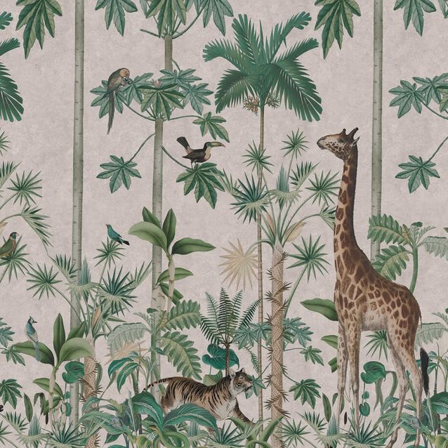 Mittatilaustapetti Rebel Walls Giraffes Stroll, Pastel Pink (R16795)