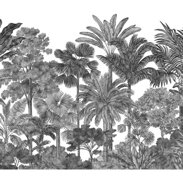 Mittatilaustapetti Rebel Walls Tropical Bellewood, Graphite (R17594)