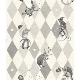 Lastenhuoneen tapetti Rebel Walls Circus Corner, Graphite, apina, monivärinen