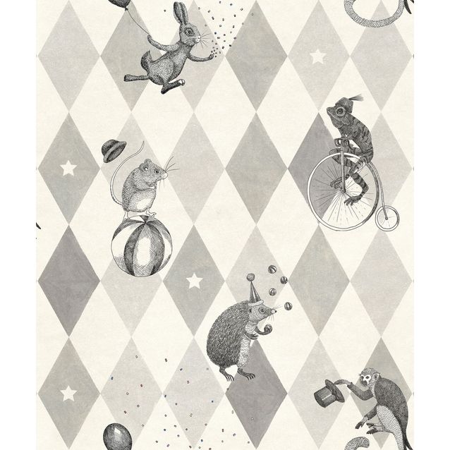 Lastenhuoneen tapetti Rebel Walls Circus Corner Graphite