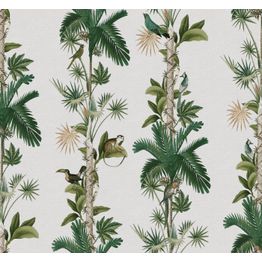 Tapetti Rebel Walls Monkey Island Ivory, eläin, kasvi, vihreä