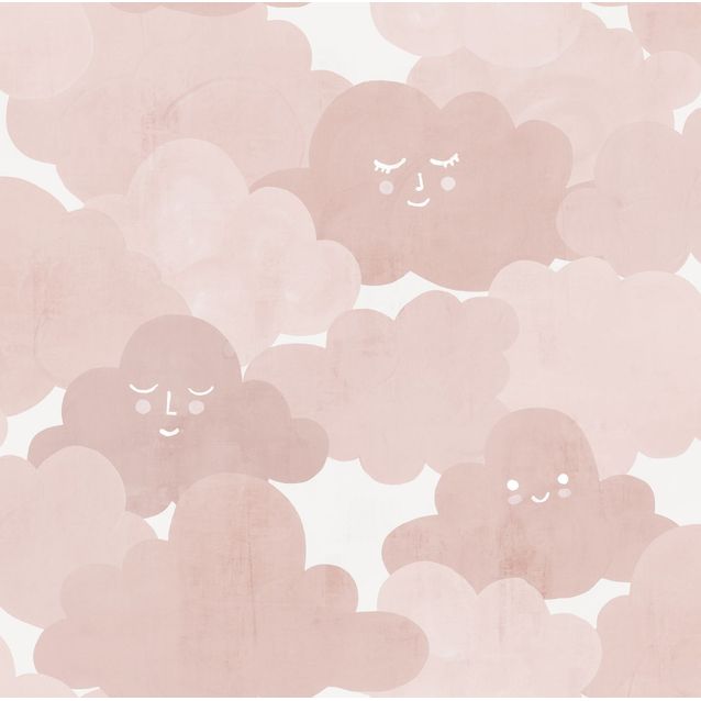 Lastenhuoneen tapetti Rebel Walls Happy Clouds Pink
