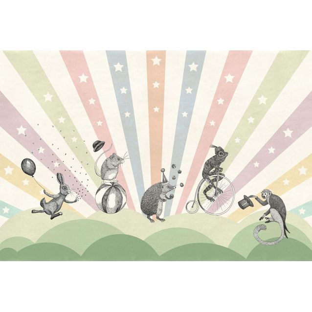 Lastenhuoneen tapetti Rebel Walls Circus Pastel, mittatilaus