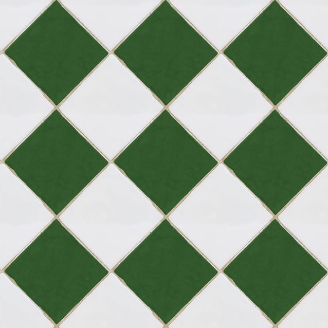 Tapetti Rebel Walls Checkered Tiles, White & Green (R18552)