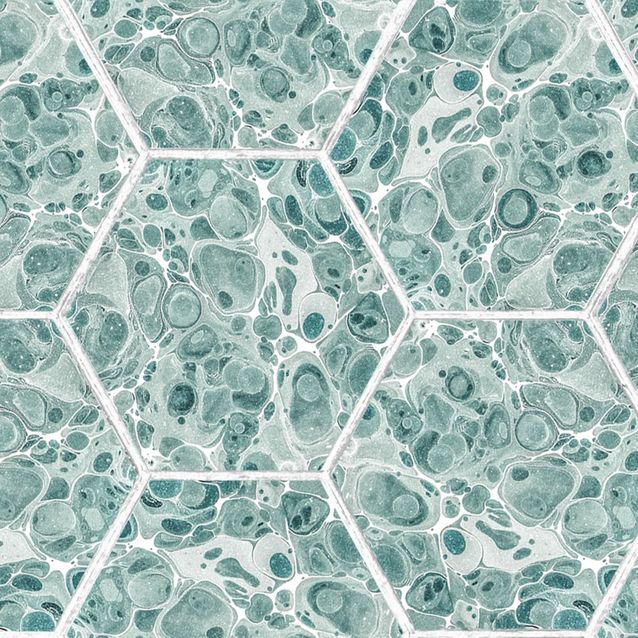 Tapetti Rebel Walls Marbled Hexagon Tiles, Green (R18559)