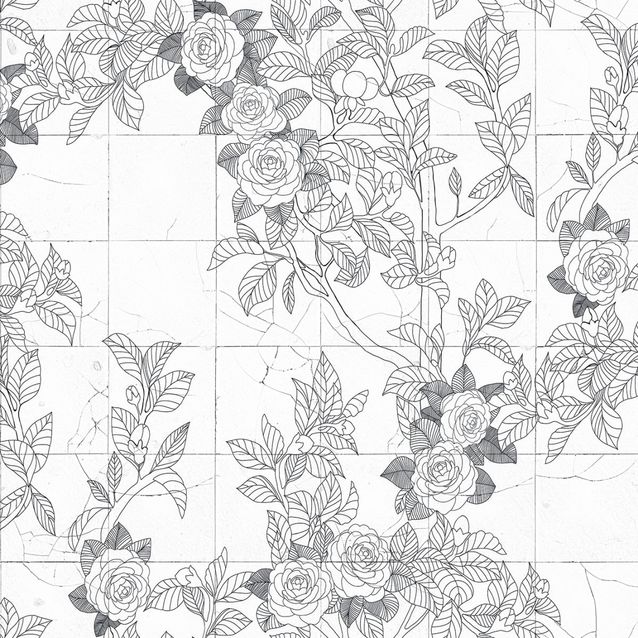 Mittatilaustapetti Rebel Walls Rose Tiles, Graphite (R19310)