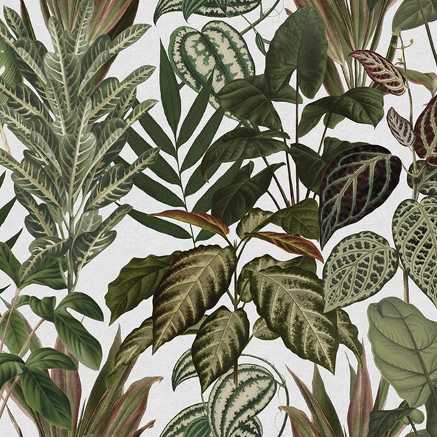 Mittatilaustapetti Rebel Walls Mischievous Jungle, White (R19444)
