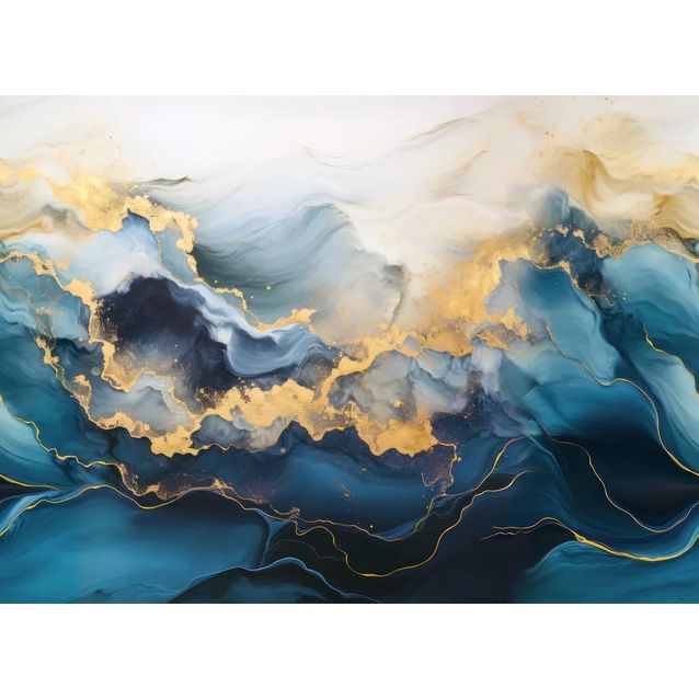 Kuvatapetti Rebel Walls Gold Stream sininen, mittatilaus, non-woven