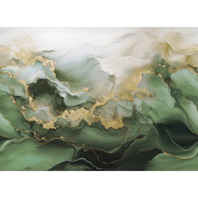 Kuvatapetti Rebel Walls Gold Stream vihreä, mittatilaus, non-woven