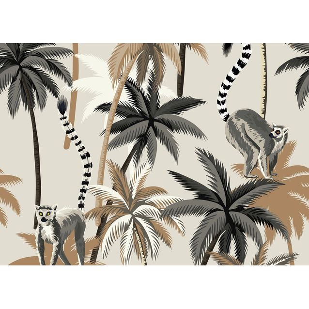 Kuvatapetti Rebel Walls Lemur Palms hiekka, mittatilaus, non-woven