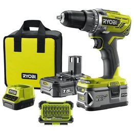 Akkuporakone Ryobi R18DD3-2415BSA31 18V 1,5+4,0 Ah akuilla + tarvikkeet