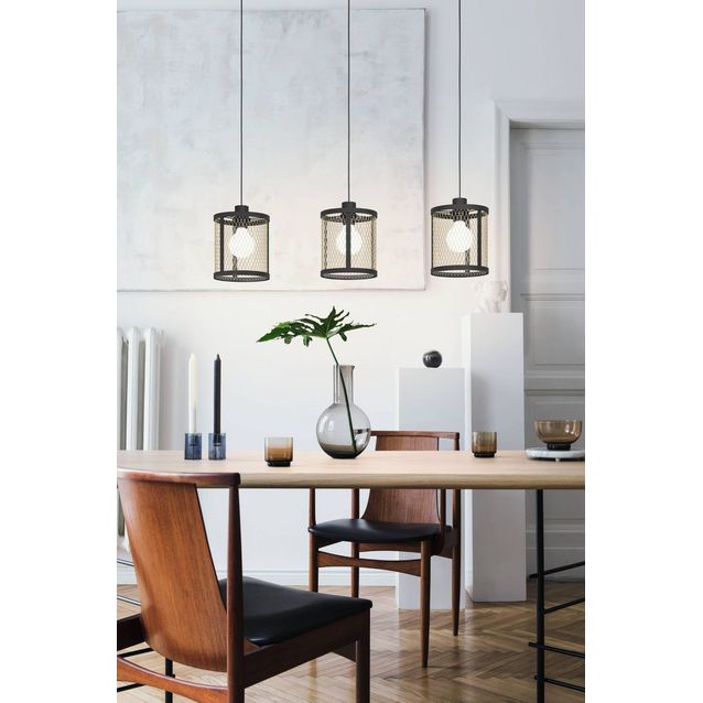 Riippuvalaisin Eglo Dellow 3-osainen musta/messinki