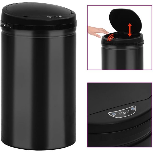 Roskakori automaattisella anturilla musta hiiliteräs 40 l_1