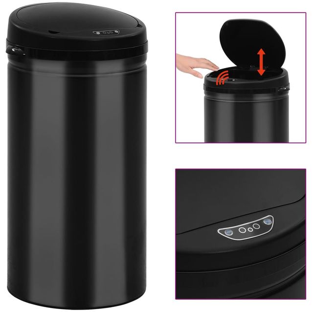 Roskakori automaattisella anturilla musta hiiliteräs 50 l_1