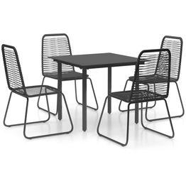 Ruokailuryhmä 5-osainen pvc rottinki musta