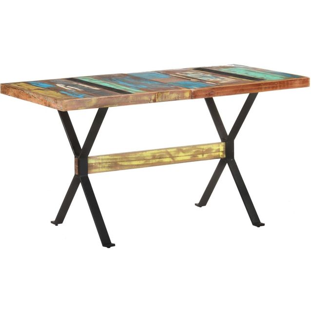 Ruokapöytä 140x70x76 cm kierrätetty täyspuu_1