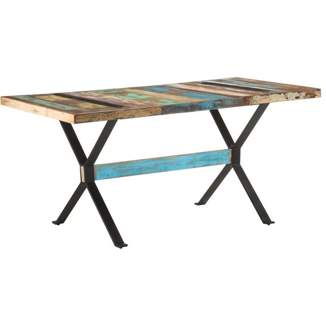 Ruokapöytä 160x80x76 cm kierrätetty täyspuu_1