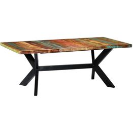 Ruokapöytä 200x100x75 cm kiinteä kierrätetty puu