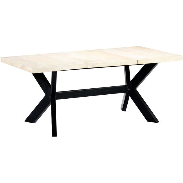 Ruokapöytä valkoinen 180x90x75 cm mangopuu_1