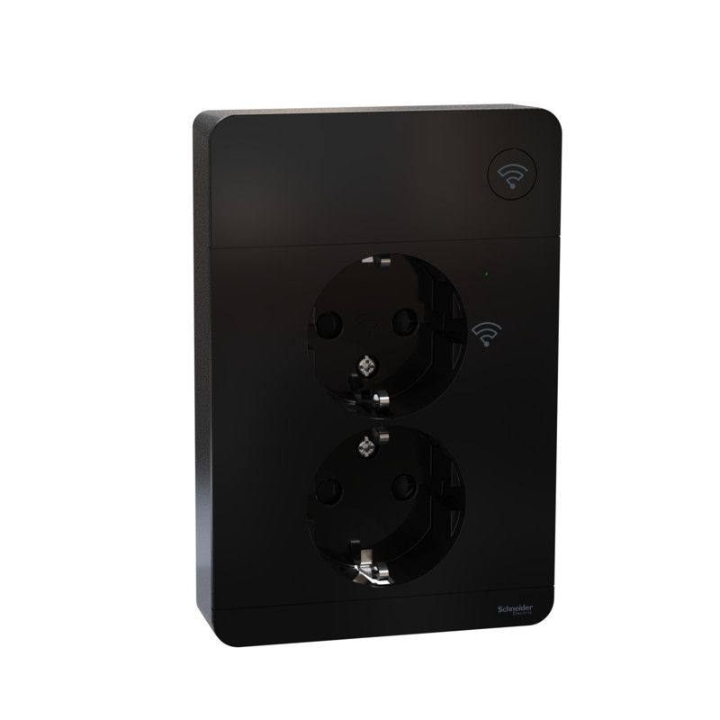 Älypistorasia Schneider Electric Wiser Exxact 2-osainen UPJ Zigbee antrasiitti