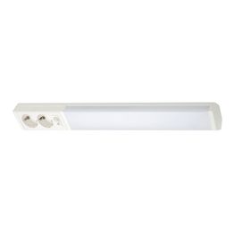 LED-työpistevalaisin Airam Handy 550, 8W/830/840, 550x74mm, 2-osainen pistorasia+kytkin, IP21, valkoinen/opaali