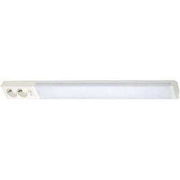 LED-työpistevalaisin Airam Handy 750, 11W/830/840, 750x74mm, 2-osainen pistorasia+kytkin, IP21, valkoinen/opaali