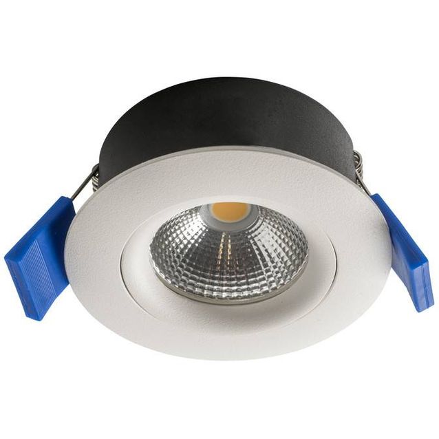 LED-alasvalo Airam Compact, Ø80x39mm, IP44, 5W/840, himmennettävä, suunnattava, valkoinen