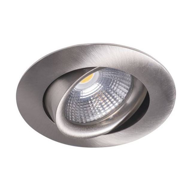 LED-alasvalo Airam Compact Ø80x39 mm IP44 5W/830 himmennettävä suunnattava satiini nikkeli