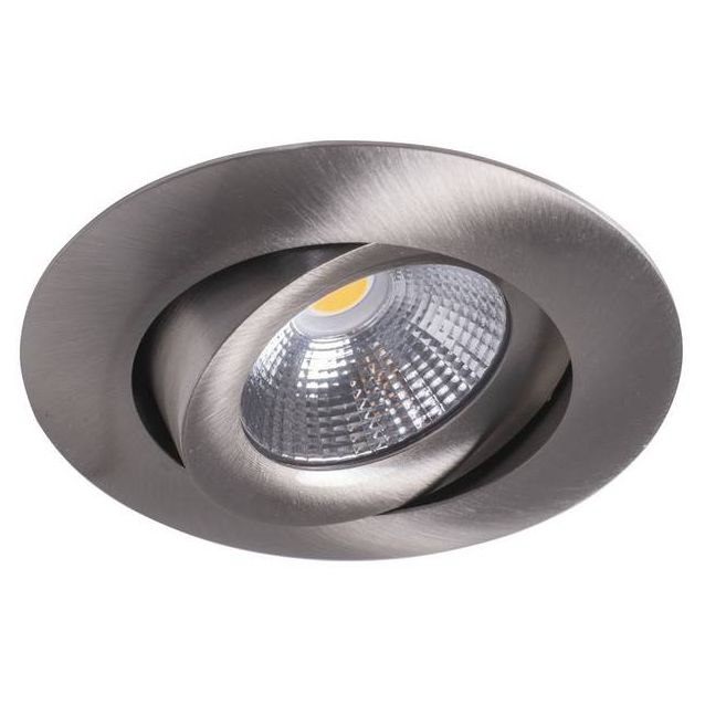 LED-alasvalo Airam Compact Ø90x40 mm IP44 7W/830 himmennettävä suunnattava satiini nikkeli